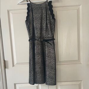 New whimsygoth Metallic Black & gold Scallop-Trim juniors formal Dress party